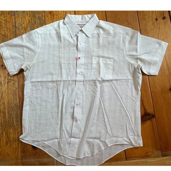 Vintage Sear's Mens Perma Prest White Button Down Shirt. Short Sleeve Size 17 - Picture 1 of 7